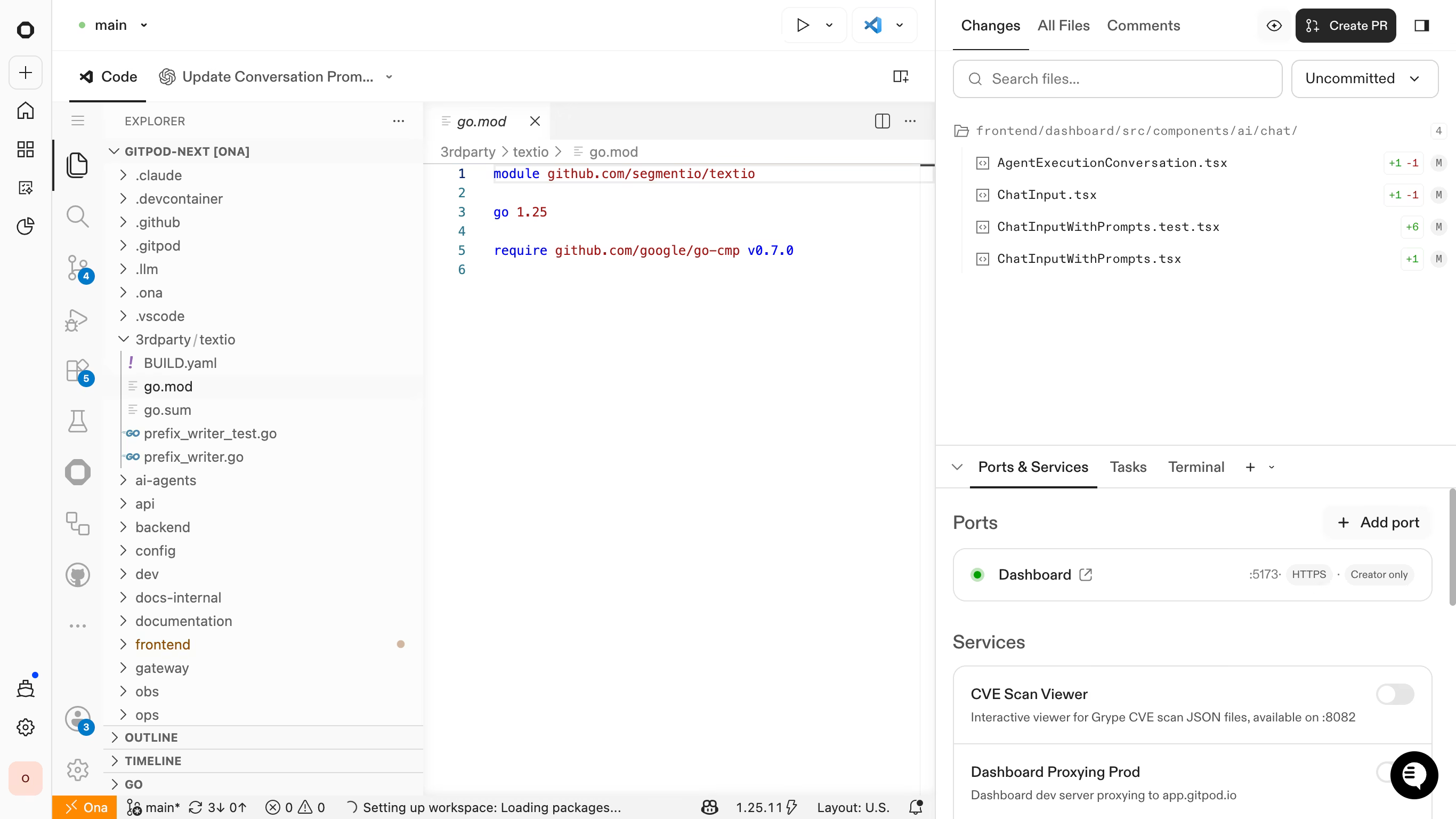 The embedded VS Code editor still available inside a Session, with the file explorer open and a file in view